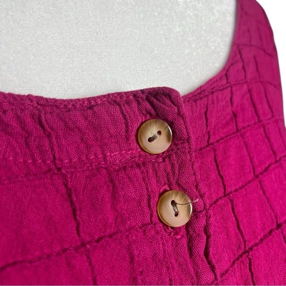 Eucalyptus Magenta Pink Size XL Cotton Boho Hippie Button Down Boxy Top - Picture 6 of 8